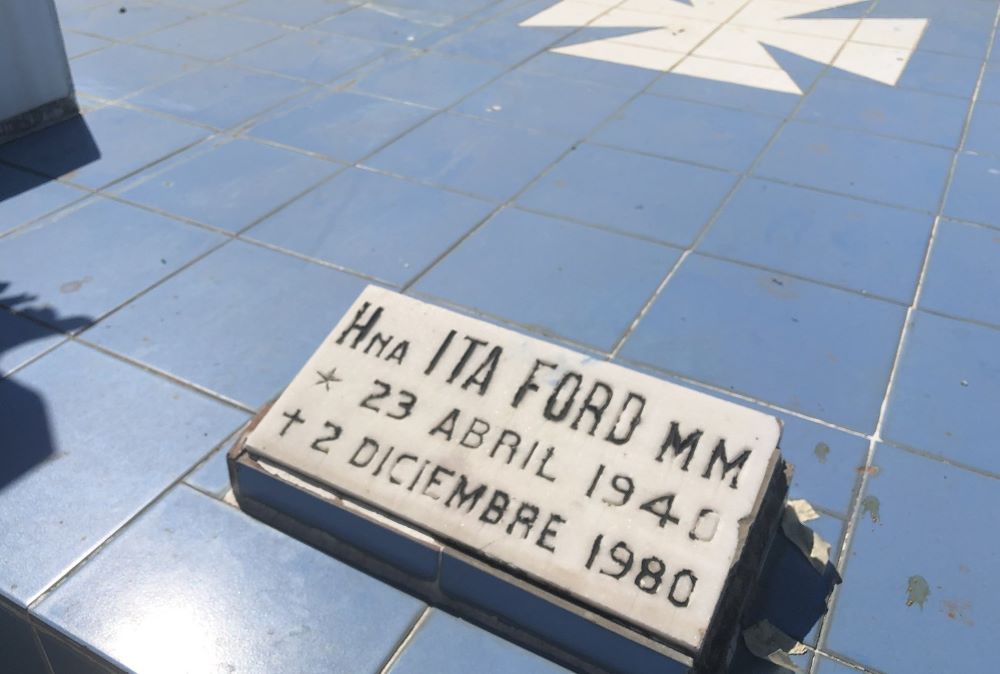 The tomb of U.S. Maryknoll Sr. Ita Ford is seen Jan. 11, 2020, in a cemetery in Chalatenango, El Salvador.