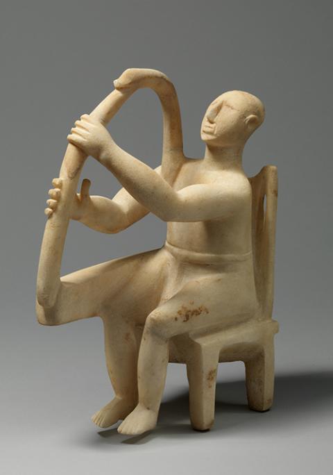 Marble seated harp figure, Cycladic culture, 2800–2700 B.C. (Metropolitan Museum of Art)