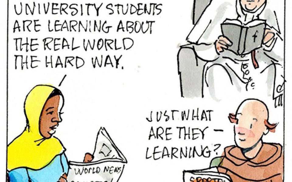 Francis, the comic strip: College students learn about the real world the hard way. But what are they learning?