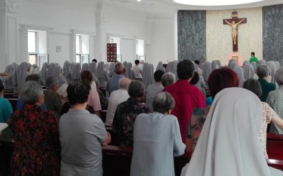 This image from Michel Chambon's Initiative for the Study of Asian Catholics April 2022 lecture on "The ministry of Chinese Catholic nuns, past and present" was taken in the chapel of the convent of Shenyang, in northern China. (Courtesy of Michel Chambon) 