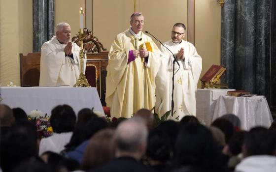 Brooklyn Bishop Robert Brennan addresses the congregation during Divine Mercy Sunday Mass at All Saints Church in the East Williamsburg section of Brooklyn April 7. 
