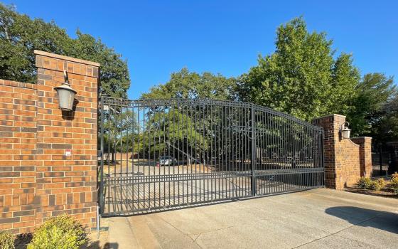 The gates of the Monastery of the Most Holy Trinity in Arlington, Texas, home of the Discalced Carmelite nuns, are seen Aug. 10, 2023. The nuns have been in a dispute with the bishop of Fort Worth for more than a year.