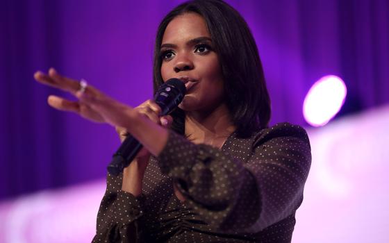 Candace Owens speaking with attendees at the 2021 Young Women's Leadership Summit hosted by Turning Point USA at the Gaylord Texan Resort & Convention Center in Grapevine, Texas. (Wikimedia Commons/Gage Skidmore, CC-BY-2.0 SA)