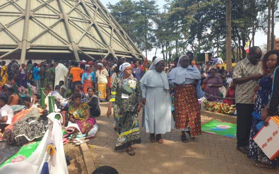 Catholic sisters are among the crowd gathering at the Uganda Martyrs Shrine of Namugongo in Kampala, Uganda's capital, to honor the 22 Catholic and 23 Anglican martyrs killed between 1885 and 1887. Martyrs Day, June 3, is a national holiday in Uganda and a major spiritual event across Africa. (GSR photo/Gerald Matembu)