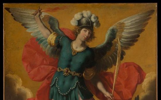 St. Michael the Archangel expels Lucifer from heaven in this 1640s oil painting by Ignacio de Ries. (Metropolitan Museum of Art)