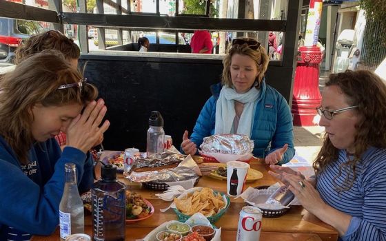 Participants in the Catholic Volunteer Network's Sisters INSPIRE cohort enjoy lunch in San Francisco's Mission District in April. The cohort was meeting in person for the first time at the University of San Francisco.