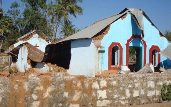 A Protestant church in a village in Kandhamal district was in ruins after a mob attack in August 2008. (GSR/Dhanunjaya Senapati)