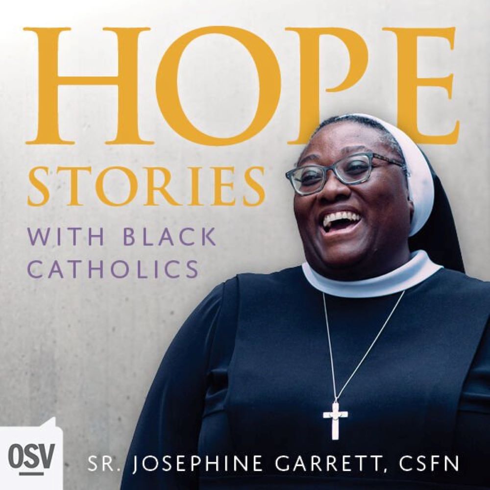 This is an illustration for a new podcast called "Hope Stories," hosted by Sr. Josephine Garrett, a member of the Sisters of the Holy Family of Nazareth. 