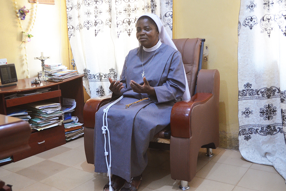 Sr. Cordelia Anikwem, pictured Jan. 22, 2024, is a member of the Tertiary Sisters of St. Francis who works in Wukari in Taraba, Nigeria, and is development officer for the refugee program. Her religious congregation is providing humanitarian aid to Cameroon refugees amid Nigeria's own lingering insecurity and Christian persecution. (OSV News/Valentine Benjamin)