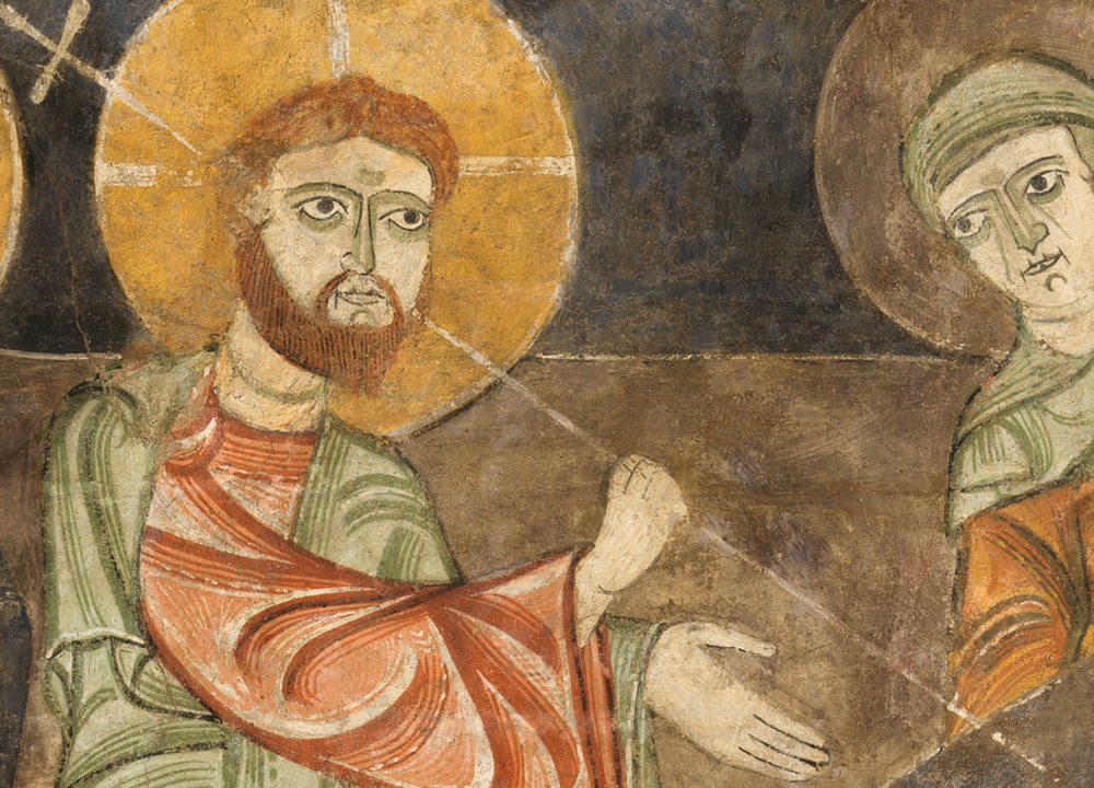 A depiction of Jesus is seen in a detail from a 12th-century Spanish fresco. (Metropolitan Museum of Art)