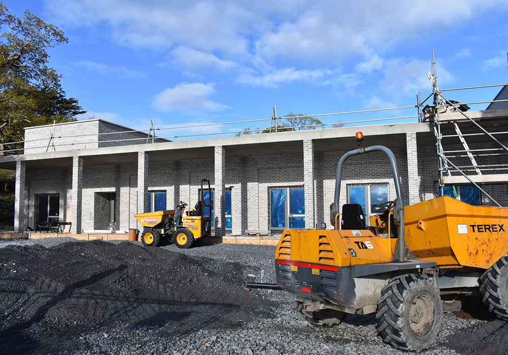 Equipment is visible on what will be the public side of the new monastery at Kylemore Abbey in the final weeks of construction. (Julie A. Ferraro)