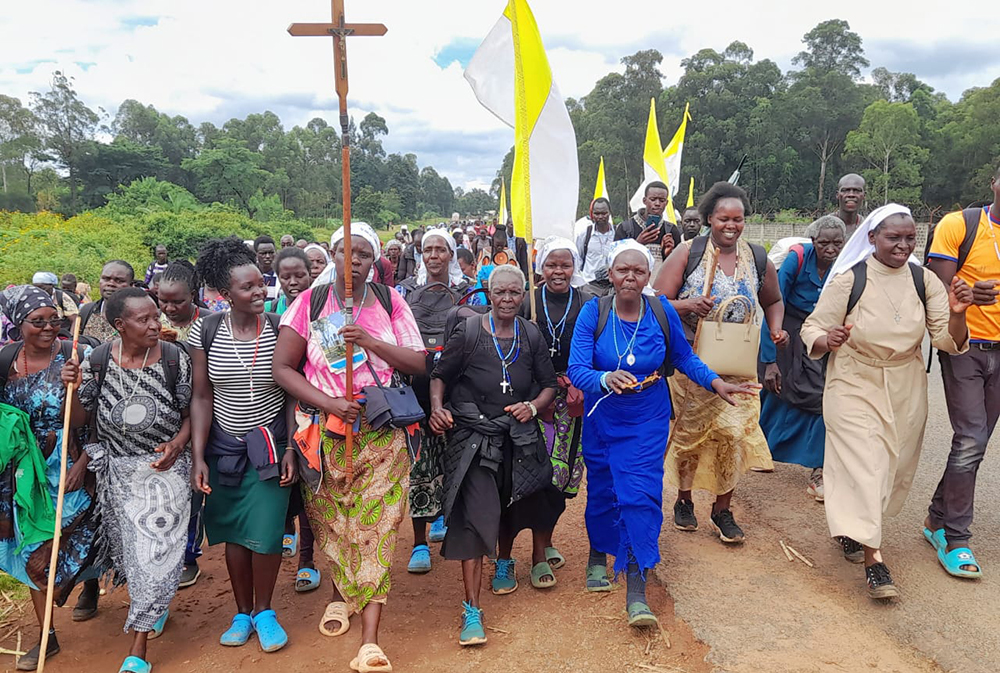 Catholic sisters are among the first group of pilgrims by foot from Kenya destined for Namugongo Catholic Shrine in Kampala, ahead of Uganda’s Martyrs Day celebrations on June 3. (GSR photo/John Mondoh)