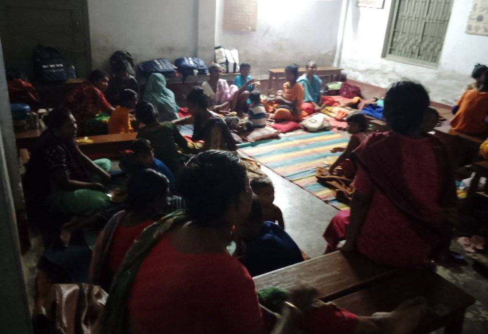 On May 26 and 27, Catholics from Bagerhat Catholic Church took shelter at St. Joseph's Primary School. More than 400 people gathered there, where nuns and priests provided them with safe drinking water and food. (Courtesy of Sr. Sukriti B. Gregory)