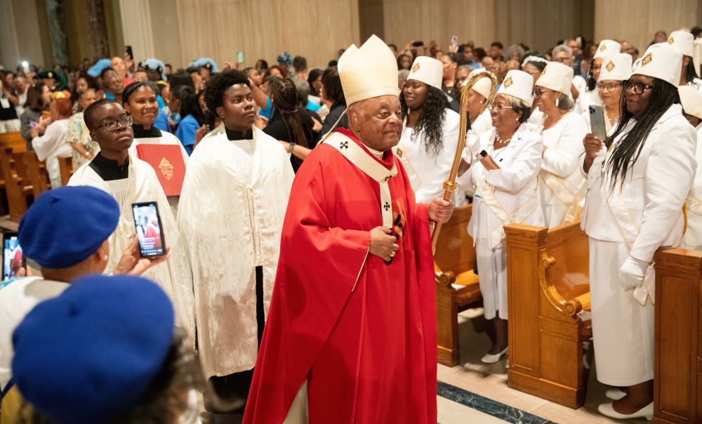 Washington Cardinal Wilton Gregory processes to the altar for the opening Mass for the 13th National Black Catholic Congress that he celebrated July 21, 2023, at the Basilica of the National Shrine of the Immaculate Conception in Washington. 