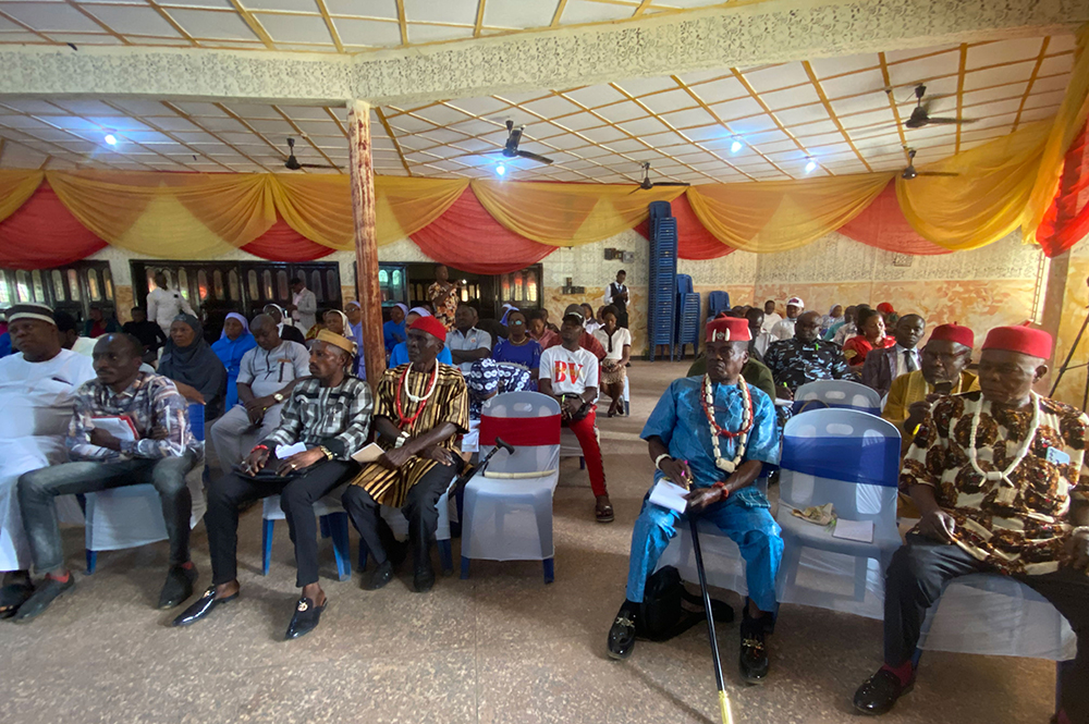 Traditional rulers attend the stakeholders' workshop on domestic servitude and early marriage organized by Africa Faith and Justice Network in collaboration with Dominicans for Justice and Peace Nigeria and Ghana, in Abakaliki, Ebonyi State, Nigeria in January 2024. (Teresa Anyabuike)