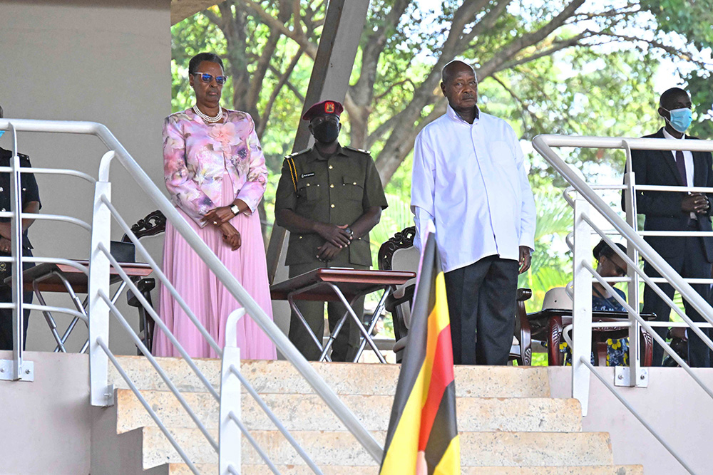 Uganda’s President Yoweri Museveni on June 3, 2024, joined hundreds of thousands of pilgrims at the Uganda Martyrs Shrine of Namugongo in Kampala, Uganda's capital, to mark this year's Martyrs Day celebration. Museveni was joined by his wife Janet and a host of government officials including Prime Minister Robinah Nabbanja. (GSR photo/Gerald Matembu)