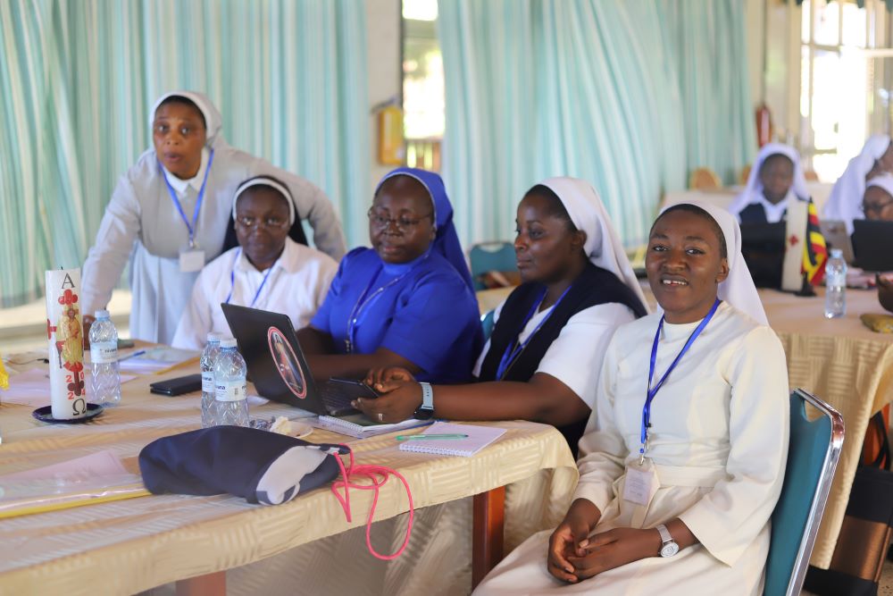 Sr. Janefrancis Kinyuy, a member of the Daughters of the Holy Family of Bafoussam, is pictured with other sisters at the Imperial Botanical Beach Hotel during the All-Africa Conference: Sister to Sister convening in Entebbe, Uganda, April 10. 