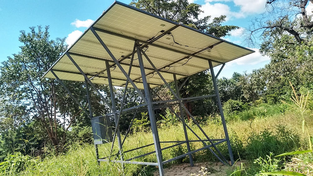 Solar panels power the borehole in Mashuru Community in Kajiado County, Kenya. (Courtesy of Beatrice Kamau)