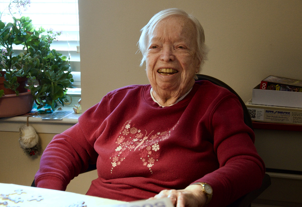 Sr. Lorraine Stein, of the Sisters of the Blessed Sacrament, talks March 21 about the community that’s been built since the congregation left its historic motherhouse. (GSR photo/Dan Stockman)