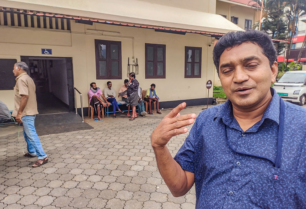 Fr. Mathew Periyapuram, parish priest of the St. Vincent De Paul Forane Church, Kalpetta, Wayanad, Kerala, manages a relief camp at the church school and coordinates the services of the church teams. (Thomas Scaria)