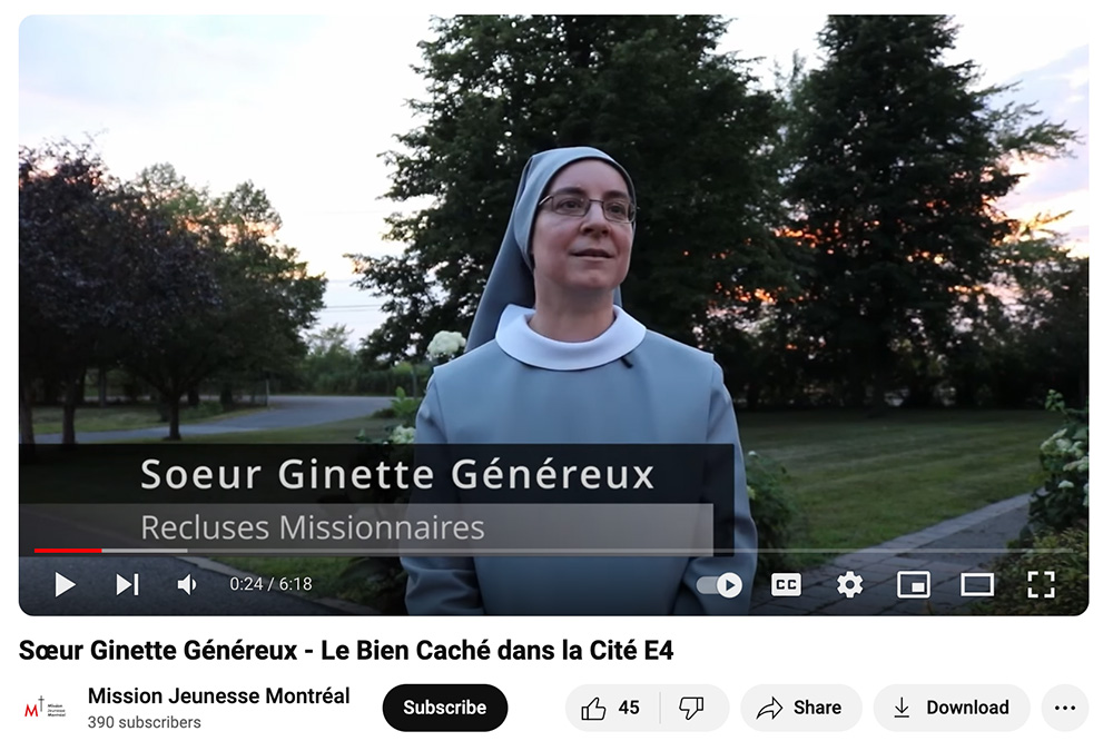 A scene from the documentary series "The Hidden Good in the City" appears on Mission Jeunesse Montréal's YouTube channel. (GSR screenshot)