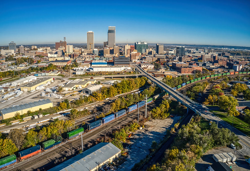 A view of the skyline of Omaha, Nebraska: Asylum seekers from as far away as Venezuela, Cuba, Colombia and Sierra Leone are building new lives with the assistance of the nonprofit organization Omaha Welcomes the Stranger. (Dreamstime/Wirestock)