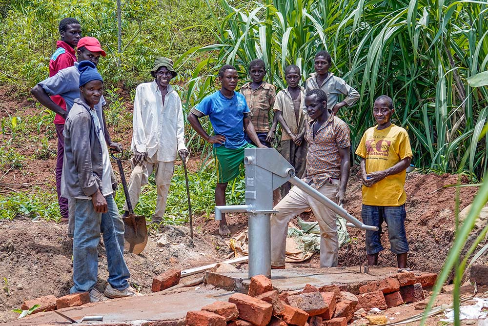 A water pump is installed at Mpholiwa village, Malawi, on Feb. 1, 2022. (Courtesy of Monica Ichife)