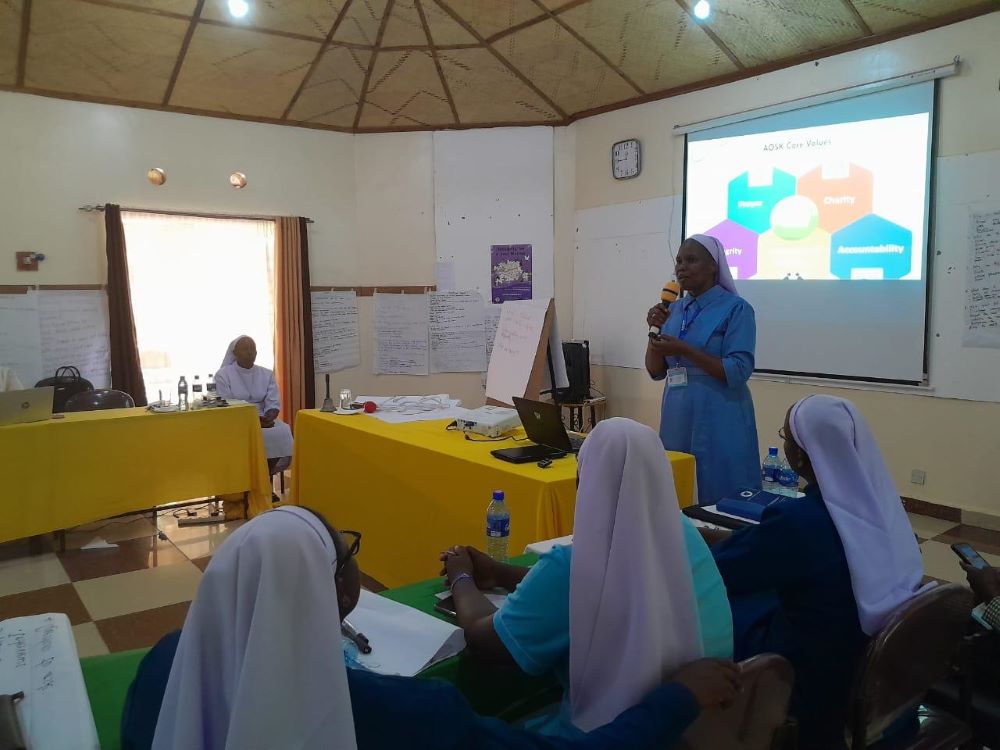 Sr. Hedwig Muse, a member of the Little Sisters of Mary Immaculate of Gulu in Uganda and a civil lawyer who works for the Association of Sisters of Kenya, speaks against a proposed finance bill to the Kenyan government parliamentary committee in an undated photo. 