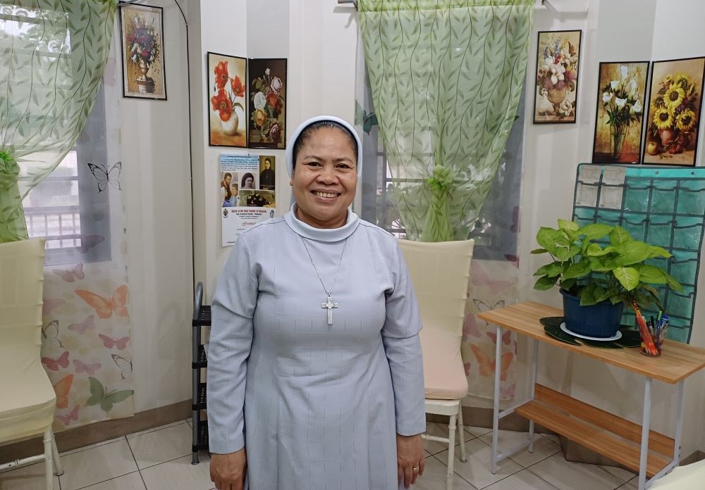 Sr. Angelina Julom stands at the Nazareth Psycho-Social Wellness Center for Individuals and Families in Cainta, Rizal, Philippines. 