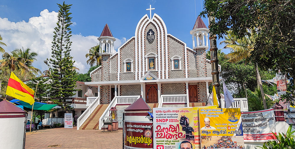 Our Lady of Velankanni Church, locally known as Velankanni Matha Church, has become a center of protests against the demands of the Waqf Board, which has claimed authority over some 600 families' land in Munambam, Kerala, India. (Thomas Scaria)