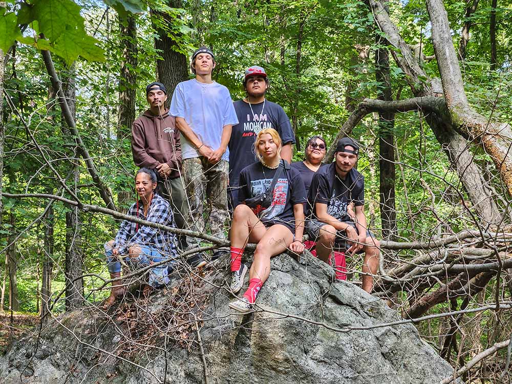 Some of the young people of the Stockbridge-Munsee Community Band of Mohican Indians in Wisconsin, during an Aug. 30 outing to the Buttonhook Forest property in Chappaqua, New York. The visit of young people was shepherded by the Dominican Sisters of Hope, whose sponsored ministry, the Center at Mariandale, hosted the visitors. (GSR photo/Chris Herlinger)