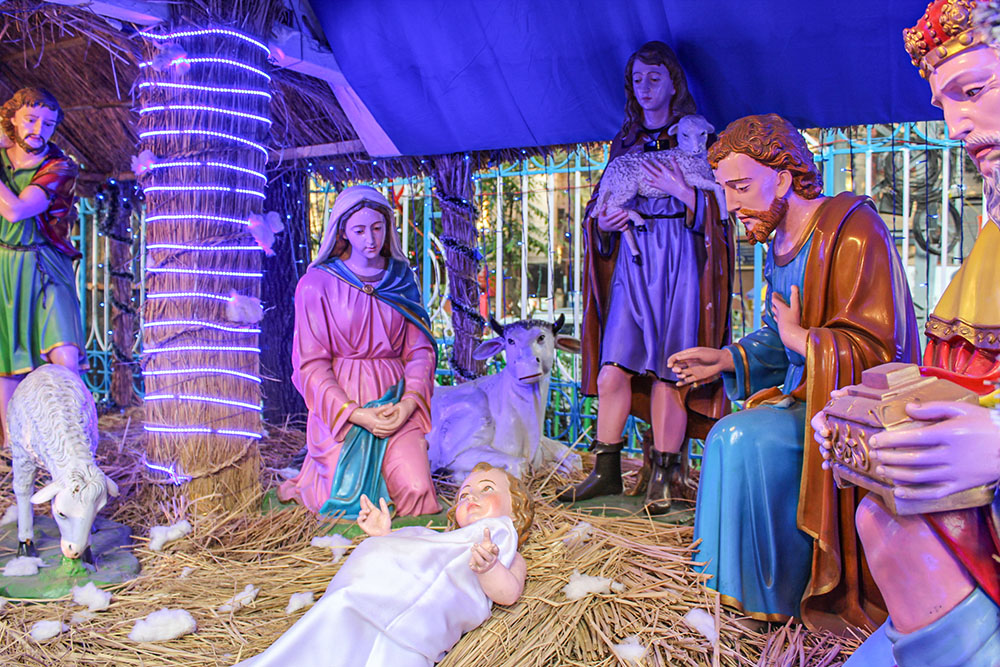 A Nativity scene is displayed in Kolkata, West Bengal, India, in December 2019. (Dreamstime/Subhamay Acharyya)