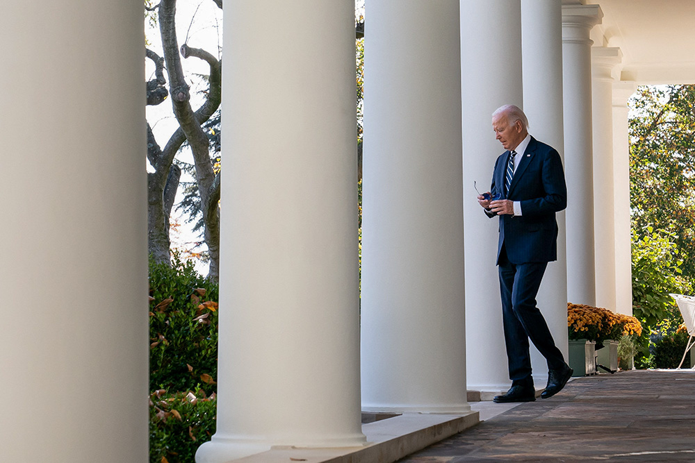 U.S. President Joe Biden walks to deliver remarks on the election results and the upcoming presidential transition of power, in the Rose Garden of the White House in Washington Nov. 7, 2024. His speech took place the day after Republican President-elect Donald Trump was declared to have been elected the 47th president of the United States. (OSV News/Reuters/Elizabeth Frantz)