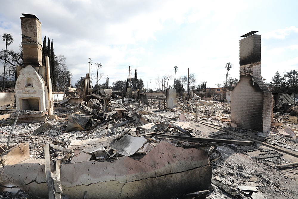 Destroyed homes are seen in Altadena, Calif., Jan. 17, 2025, in the aftermath of the Eaton Fire, which began Jan. 7. (OSV News/Bob Roller)