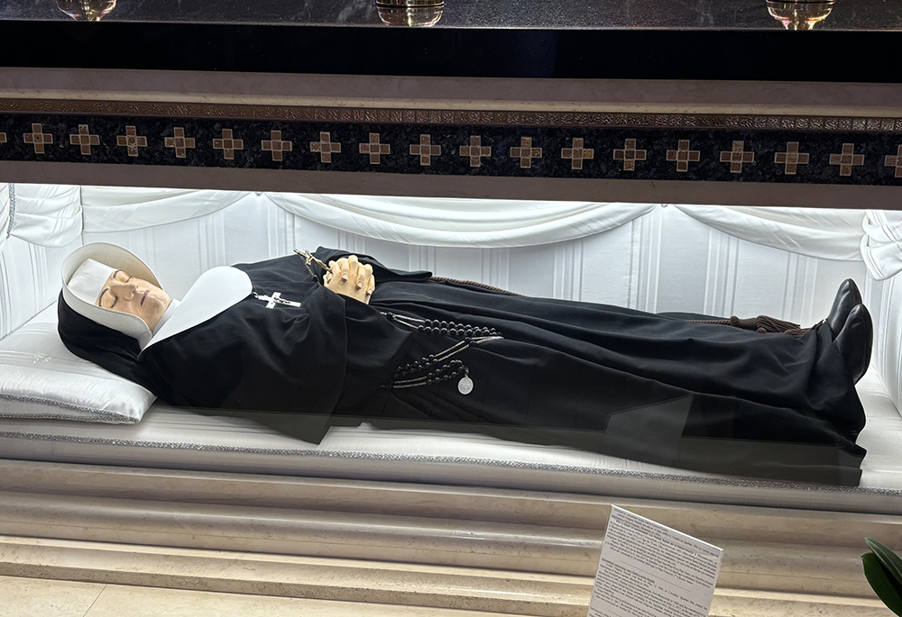 Mother Marie-Léonie Paradis’ body is displayed at an oratory at St. Michael's Basilica-Cathedral, in Sherbrooke, Canada. (Courtesy photo)