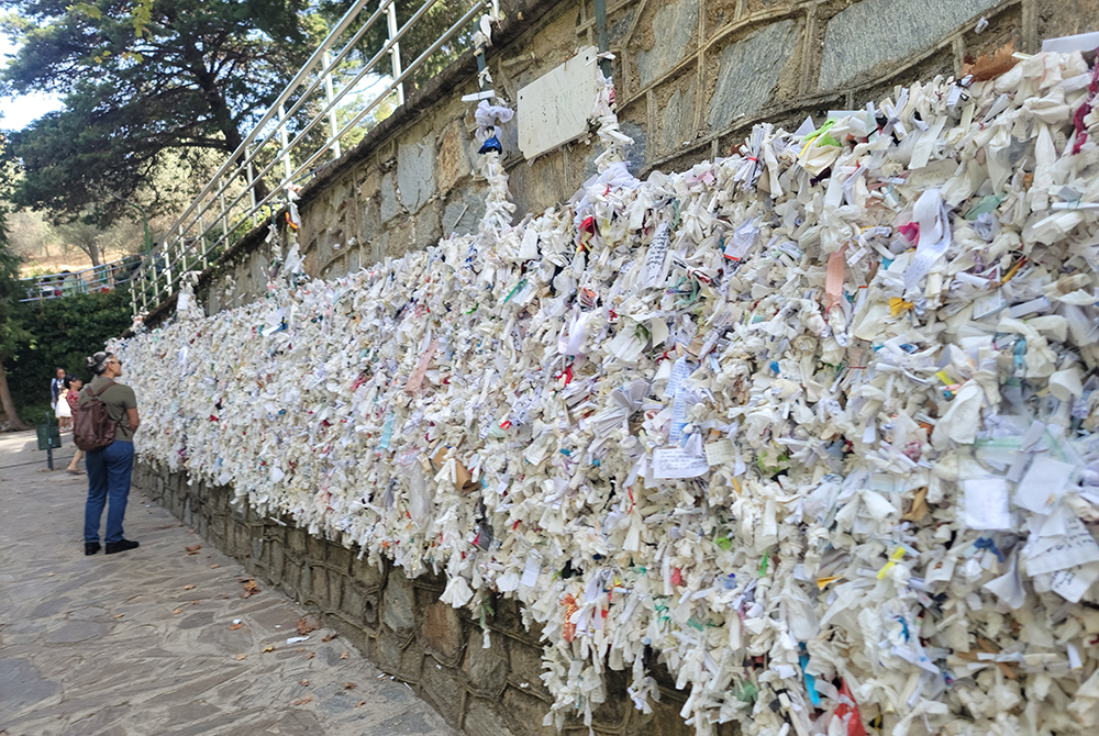 Candles and written prayer petitions implore the intercession of Mary. The Vatican has designated the site as "Holy Place" and it has been visited by several popes, including Leo XIII, Paul VI, John Paul II and Benedict XVI. (GSR photo/Gail DeGeorge)