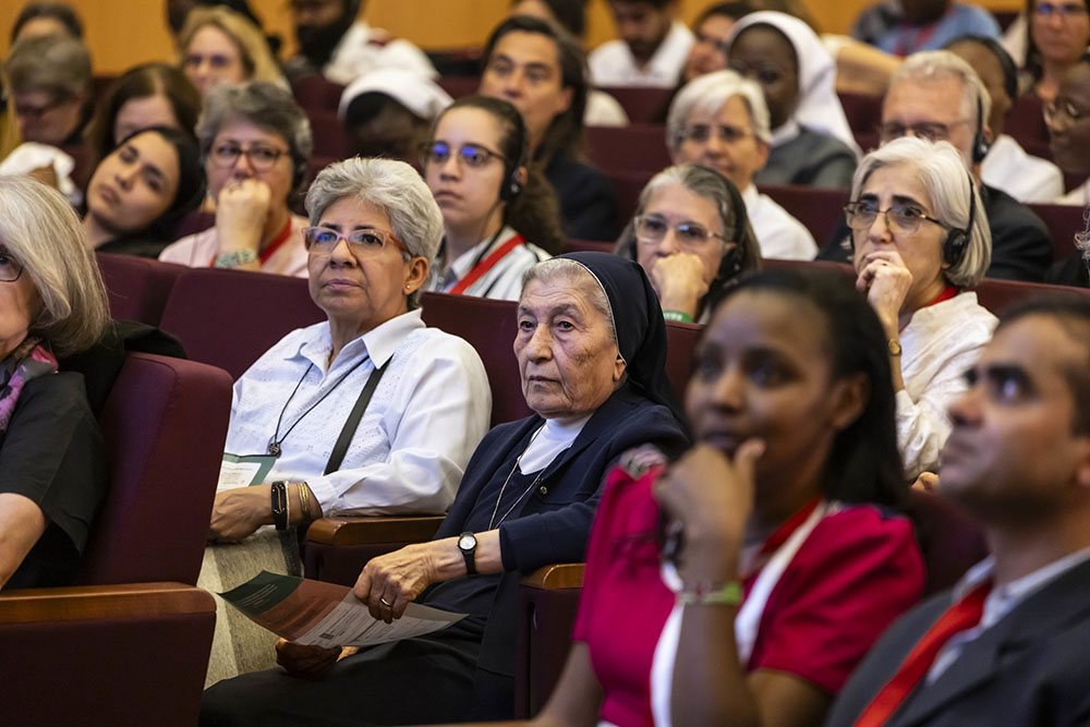 Sr. Marie Claude Naddaf sitting amongst 200 participants at the 2024 Sisters Anti-Trafficking Awards in Rome. (Stefano Dal Pozzuolo)