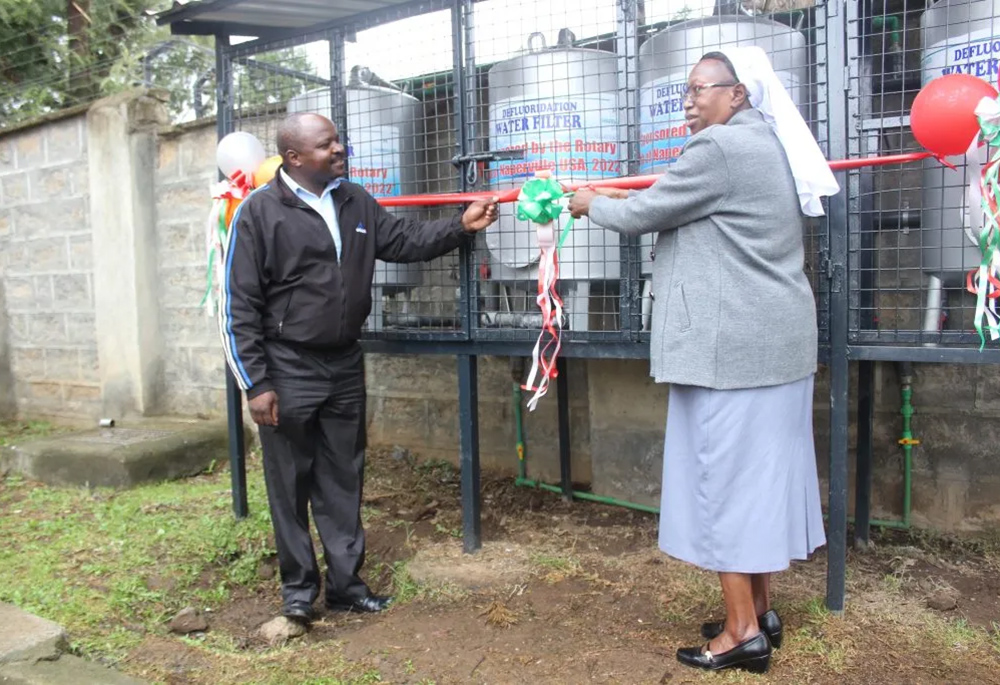 Sr. Florence Muia of the Assumption Sisters of Nairobi launches a water project meant to assist those living with HIV/AIDS at Upendo Village, northwest of Nairobi, the capital of Kenya. (Courtesy of Upendo Village)