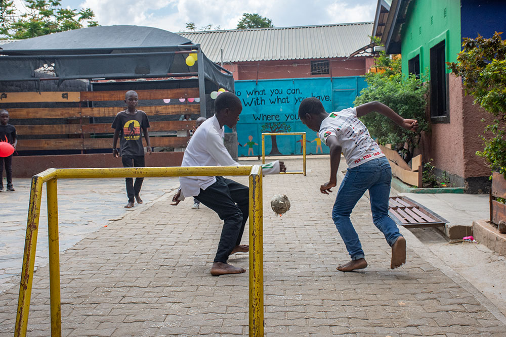 Young boys enjoy a game of soccer during their spare time at St. Lawrence Home of Hope in Lusaka, Zambia. (Derrick Silimina)