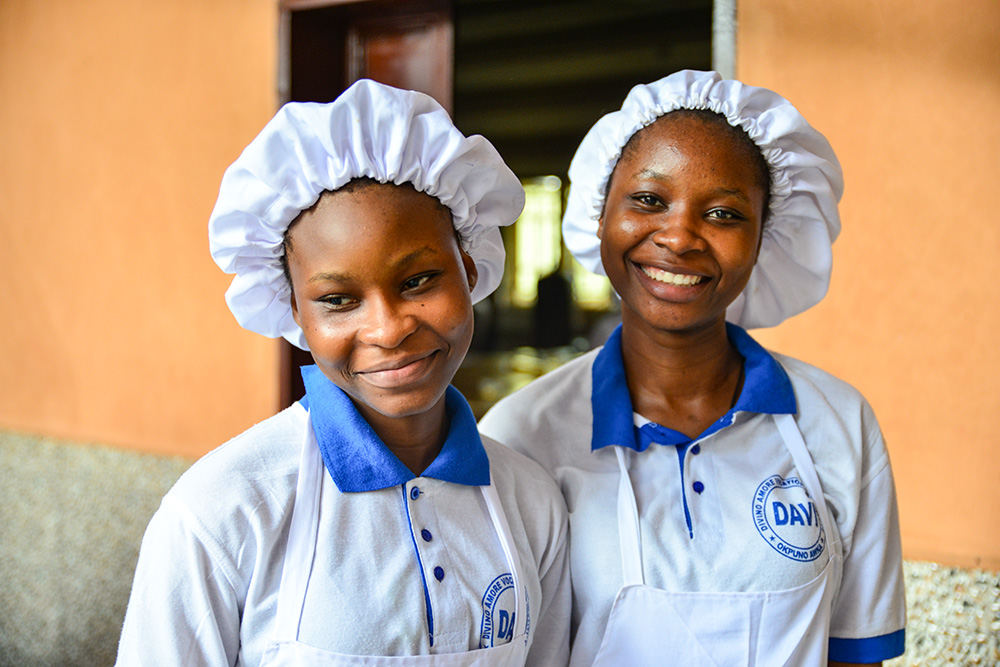 Janeth and Jane Onwuama, 19, are twin sisters who enrolled in the Divino Amore Vocational Institute in Nigeria at the same time. (Patrick Egwu)