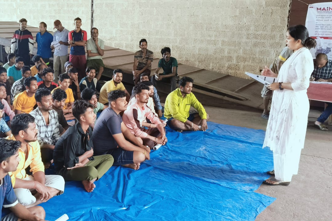  Sr. Sujata Jena giving awareness training on rights, entitlements, government schemes, and provisions for migrant workers at Delta Company, Ernakulam, Kerala, January 19, 2024