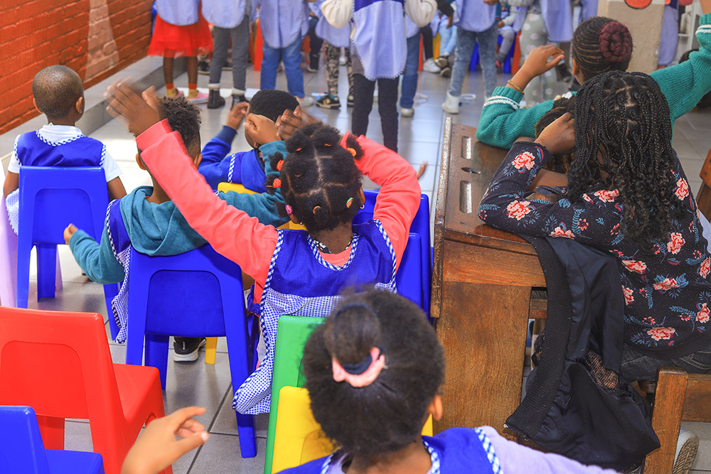 Children of women refugees play at the Bienvenu Shelter in Johannesburg, South Africa, on Oct. 16, 2024. The shelter provides a safe haven for migrant and refugee women and also offers education to their children. (GSR photo/Doreen Ajiambo)