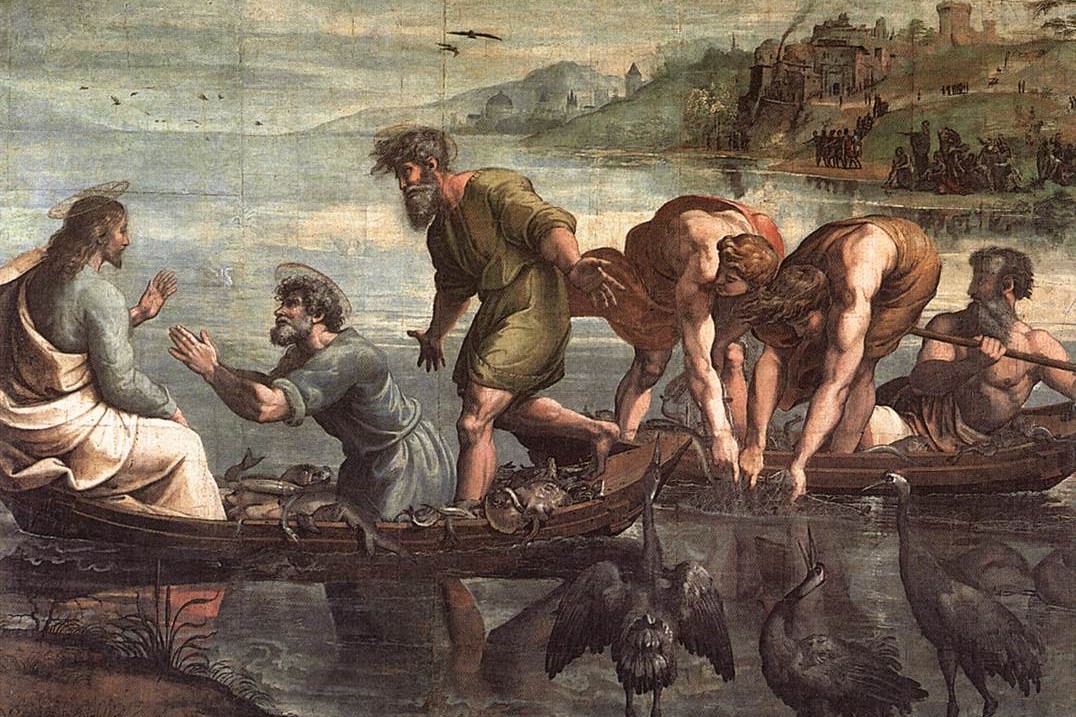 La pesca milagrosa, obra de Rafael, 1515. (Foto: Wikimedia Commons/obra de dominio público)