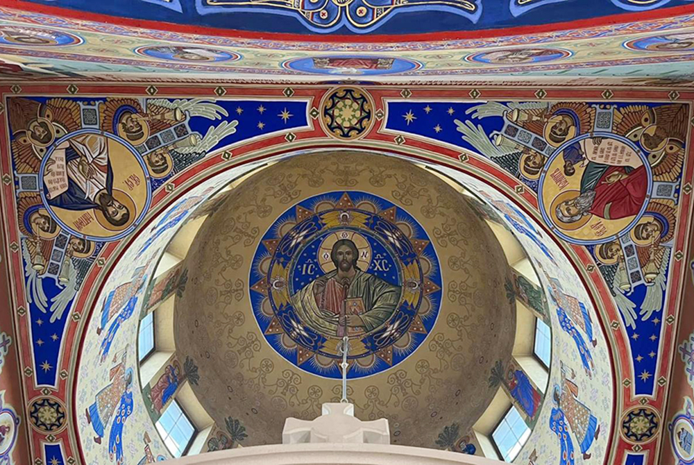 Christ Pantocrator, surrounded by the four Evangelists, depicted inside the Church of The Entry of the Most Holy Theotokos into the Temple in Zhytomyr, Ukraine. (Courtesy of Emanujila Vishka)