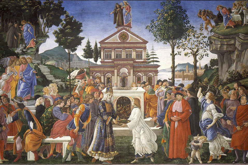 Las tentaciones de Cristo, fresco de Sandro Botticelli, 1481-1482. (Foto: Wikimedia Commons/obra de dominio público)