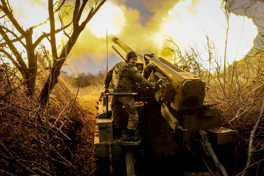 Ukrainain soldier with a tank