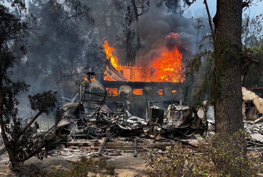 A home burns in Altadena, California, following the Eaton Fire, which began Jan. 7. (OSV News/Courtesy of Trena Spurlock)