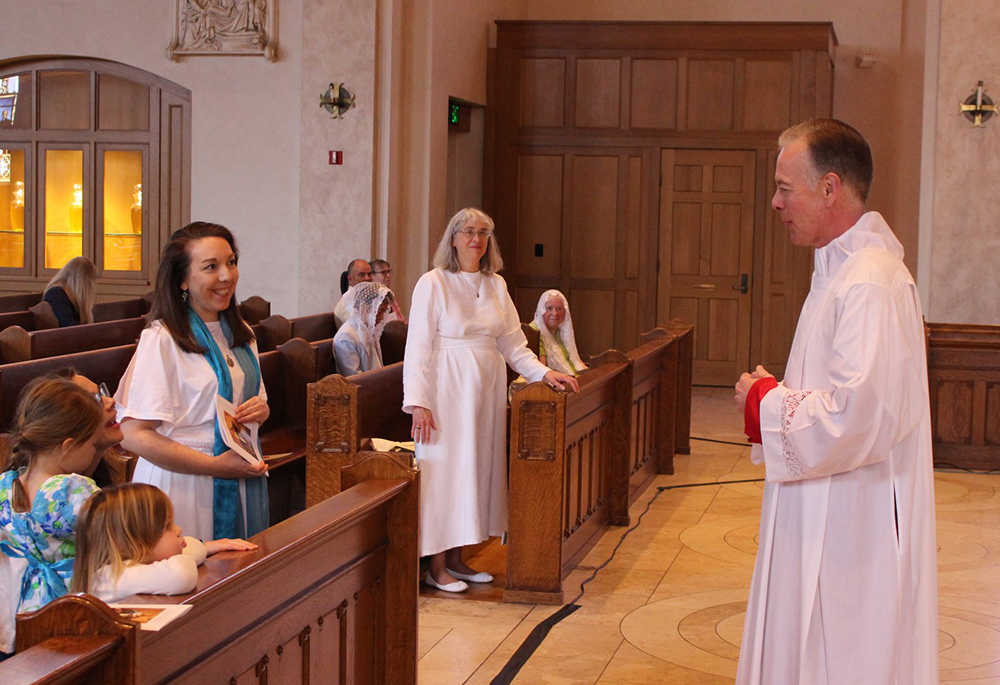 Miriam Marston, a consecrated virgin of the Archdiocese of Portland in Oregon, is consecrated in 2020, by Archbishop Alexander Sample. (Courtesy of Miriam Marston)