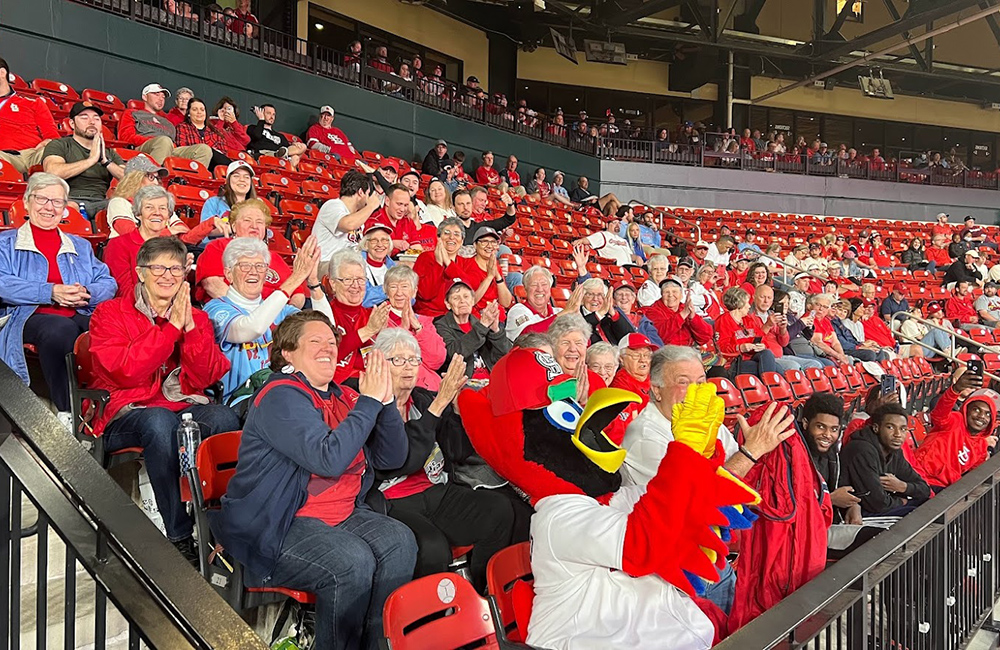 Sisters enjoy an outing to a St. Louis Cardinals baseball game in 2023. Sisters from four congregations live together in the Sisters of St. Joseph of Carondelet motherhouse. (Courtesy of Monique Tarabeh)