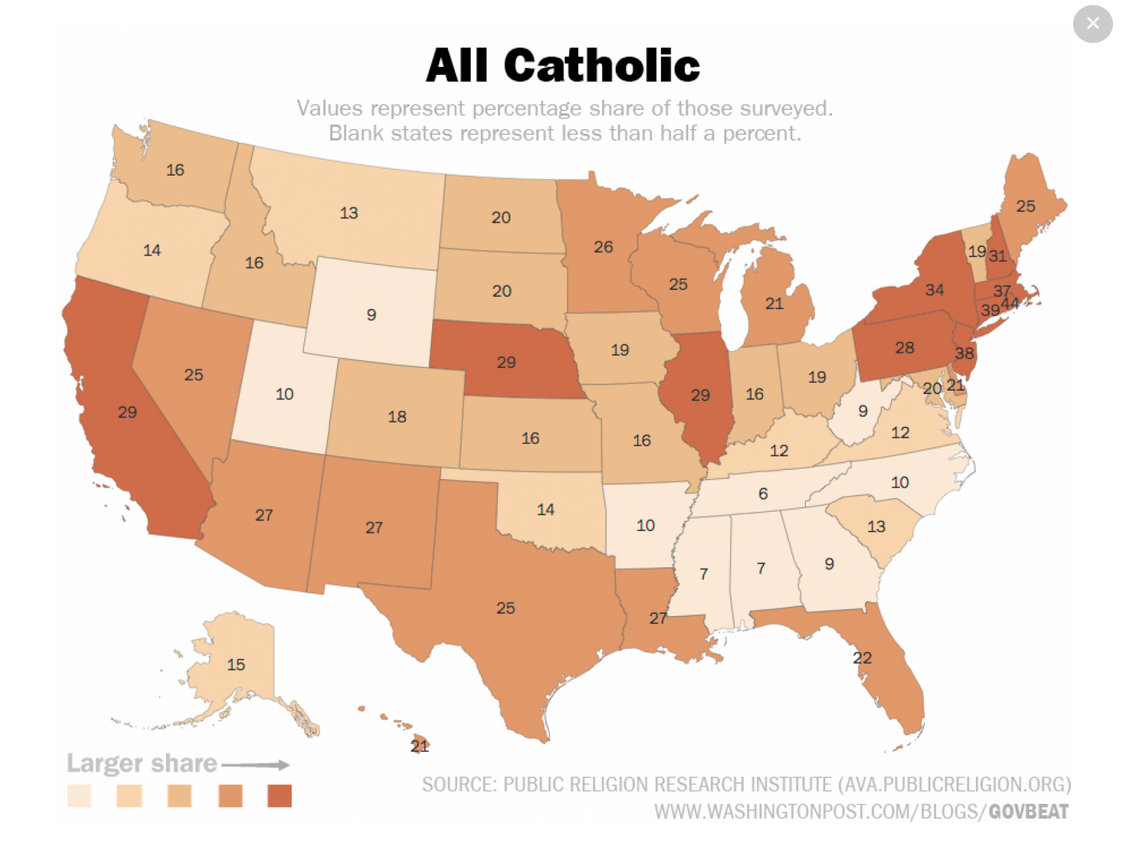 Catholic Population By State Map Catholic Identity In The United States Global Sisters Report